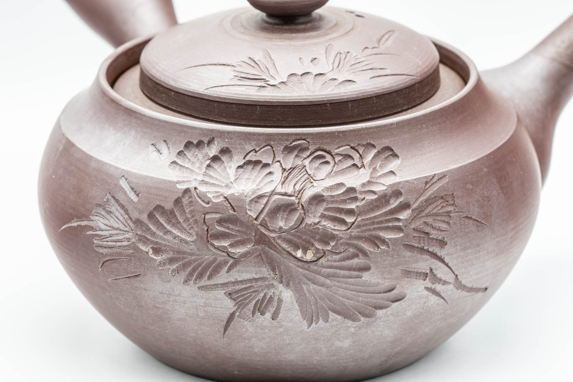 Japanese Kyusu - Large Banko-yaki 萬古焼 Teapot with Floral Motif - 500ml - Tezumi