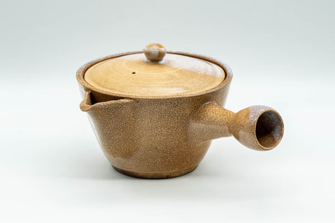 Tezumi — Japanese Kyusu - Houhin-style Hagi-yaki Do-ake Teapot - 320ml — three-quarter view from the opposite side
