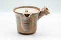Japanese Kyusu - Tall Hagi-yaki Do-ake Teapot - 425ml - three-quarter front view showing the side handle and open spout, lid on