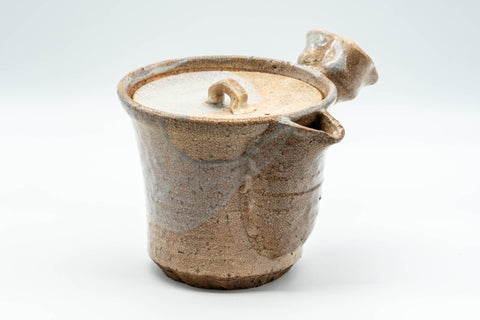 Japanese Kyusu - Tall Hagi-yaki Do-ake Teapot - 425ml - front view of the teapot with the lid on