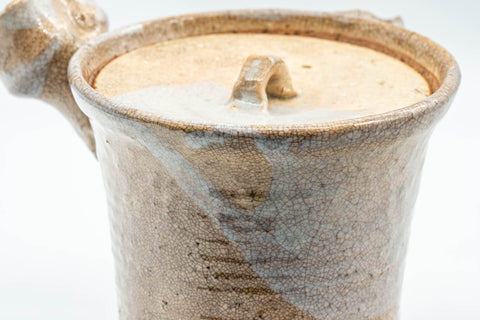Japanese Kyusu - Tall Hagi-yaki Do-ake Teapot - 425ml - closeup of the spout and rim with the lid off