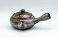 Tezumi — Japanese Kyusu - Ash Glazed Banko-yaki Teapot - 225ml — side view with the lid and side handle