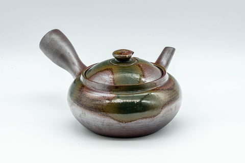 Tezumi — Japanese Kyusu - Ash Glazed Banko-yaki Teapot - 225ml — side view showing the spout