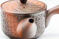Tezumi — Japanese Kyusu - Basket-patterned Tokoname-yaki Teapot - 275ml — side profile showing the spout and handle