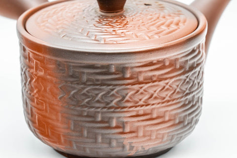 Tezumi — Japanese Kyusu - Basket-patterned Tokoname-yaki Teapot - 275ml — closeup of the decoration