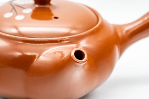 Japanese Kyusu - Engraved Plum Blossoms Tokoname-yaki Teapot - 350ml - Tezumi