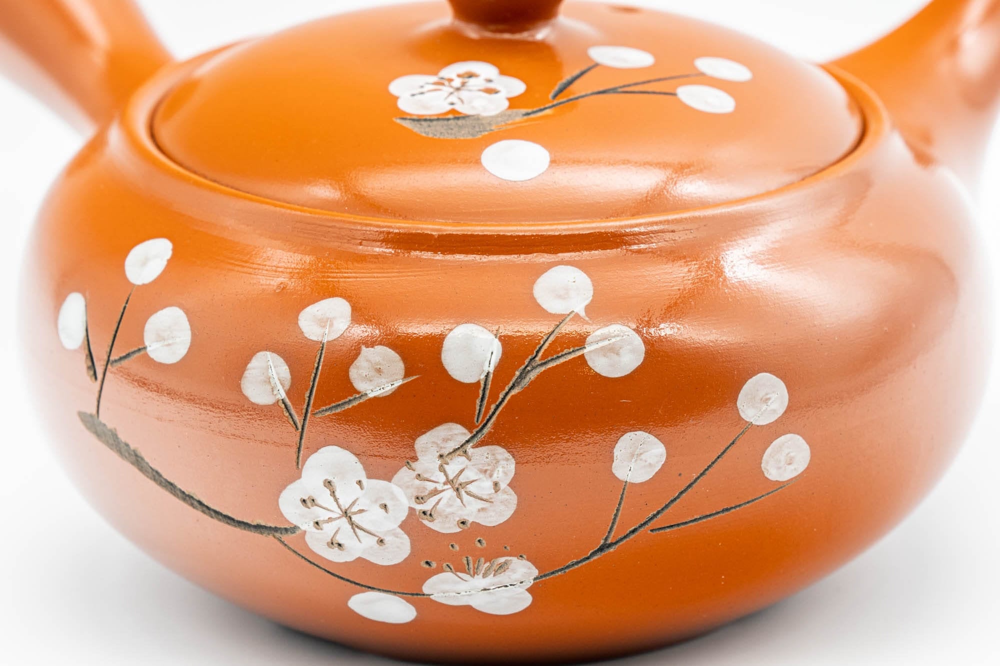 Japanese Kyusu - Engraved Plum Blossoms Tokoname-yaki Teapot - 350ml - Tezumi