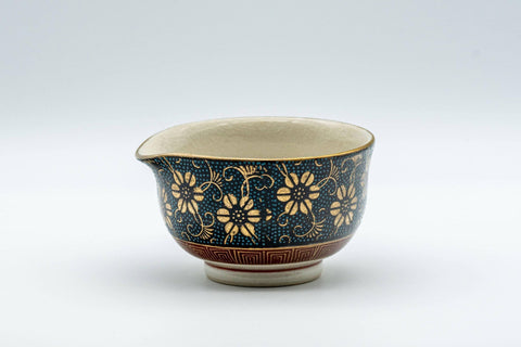 Japanese Katakuchi - 九谷焼 Floral Aochibu Kutani-yaki Porcelain Water Cooler - 100ml - Tezumi