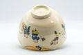 Japanese Matcha Bowl - 郎山 Wan-nari Kyo-yaki Chawan - 450ml - side view showing the figural decoration
