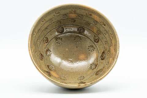 Japanese Matcha Bowl - Floral Gohonte Sugi-nari Chawan - 350ml - angled view from above showing the interior