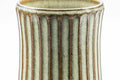 Japanese Teacup - Green Striped Dojimara-gata Yunomi - 170ml - closeup of the carved vertical stripes on the body