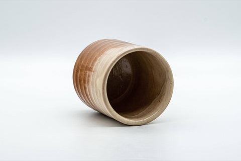 Japanese Teacup - Drip-Glazed Hagi-yaki Yunomi - 170ml - angled view from above showing the interior and rim