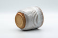 Japanese Teacup - White Drip-Glazed Hagi-yaki Yunomi - 175ml - angled top view showing the white spiral drip glaze