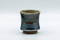Japanese Teacup - Matte Black Drip Glazed Guinomi - 45ml - front view from a slightly turned angle