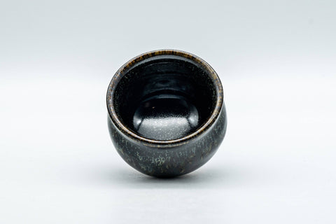 Japanese Teacup - Dojimari-gata Tenmoku Nagashi Glazed Guinomi - 40ml - top-down view of the interior
