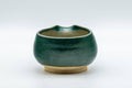 Tezumi — Japanese Katakuchi - Blue-green Agano-yaki Water Cooler  - 100ml — top-down view of the interior