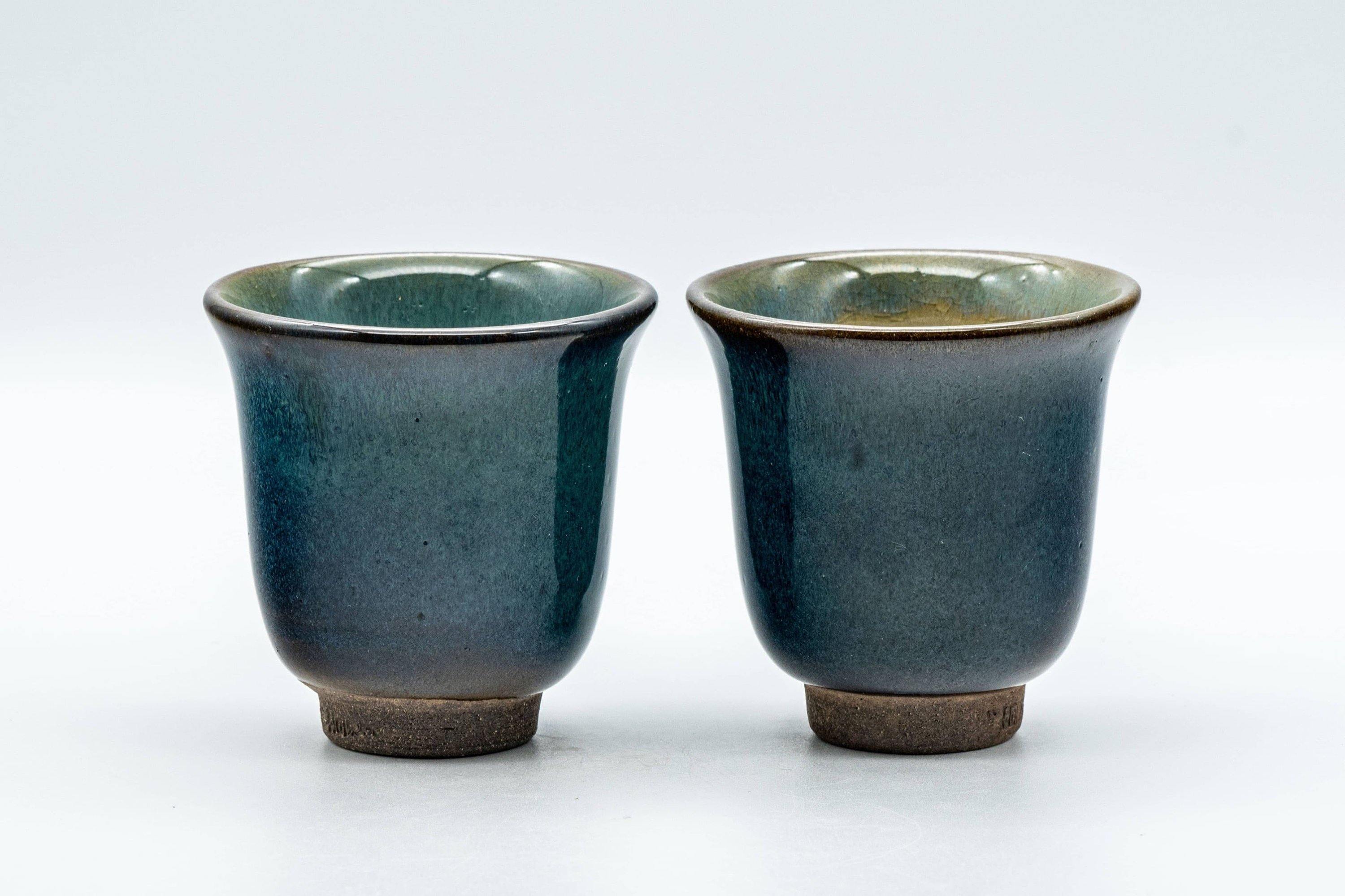 Japanese Teacups - Pair of Blue Turquoise Yunomi - 60ml - Tezumi