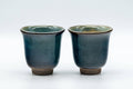 Tezumi — Japanese Teacups - Pair of Blue Turquoise Yunomi - 60ml — front view