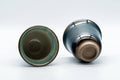 Tezumi — Japanese Teacups - Pair of Blue Turquoise Yunomi - 60ml — three-quarter view