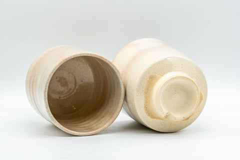 Japanese Teacups - Pair of Gohonte Hagi-yaki Meoto Yunomi with Wooden Box - 180ml