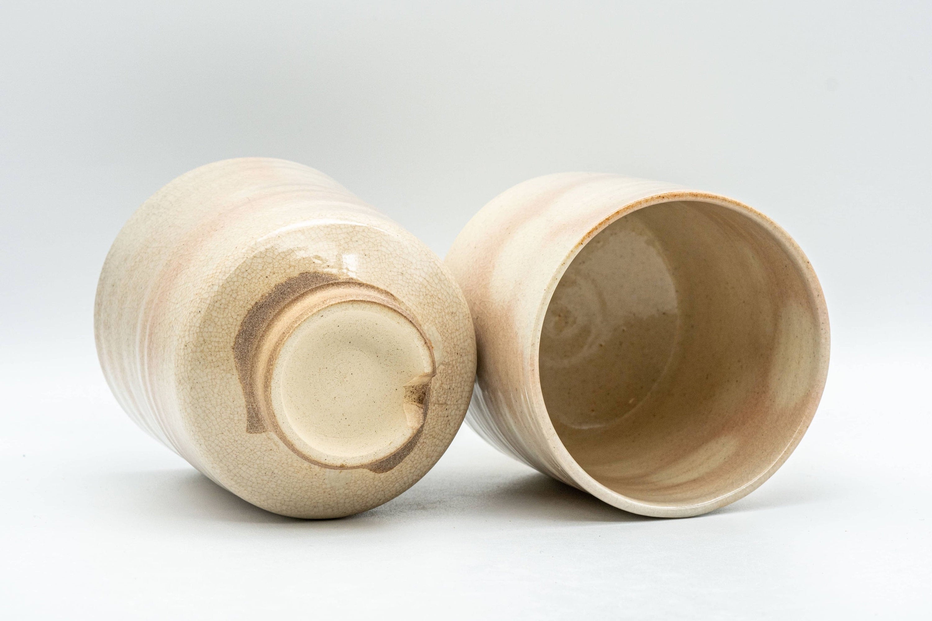 Japanese Teacups - Pair of Gohonte Hagi-yaki Meoto Yunomi with Wooden Box - 180ml