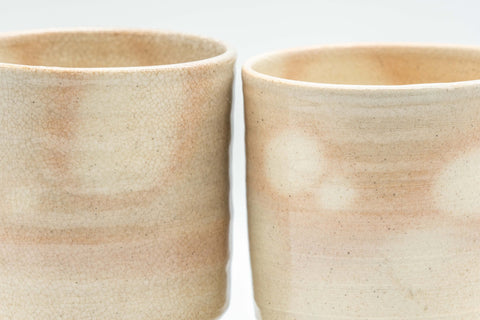 Japanese Teacups - Pair of Gohonte Hagi-yaki Meoto Yunomi with Wooden Box - 180ml