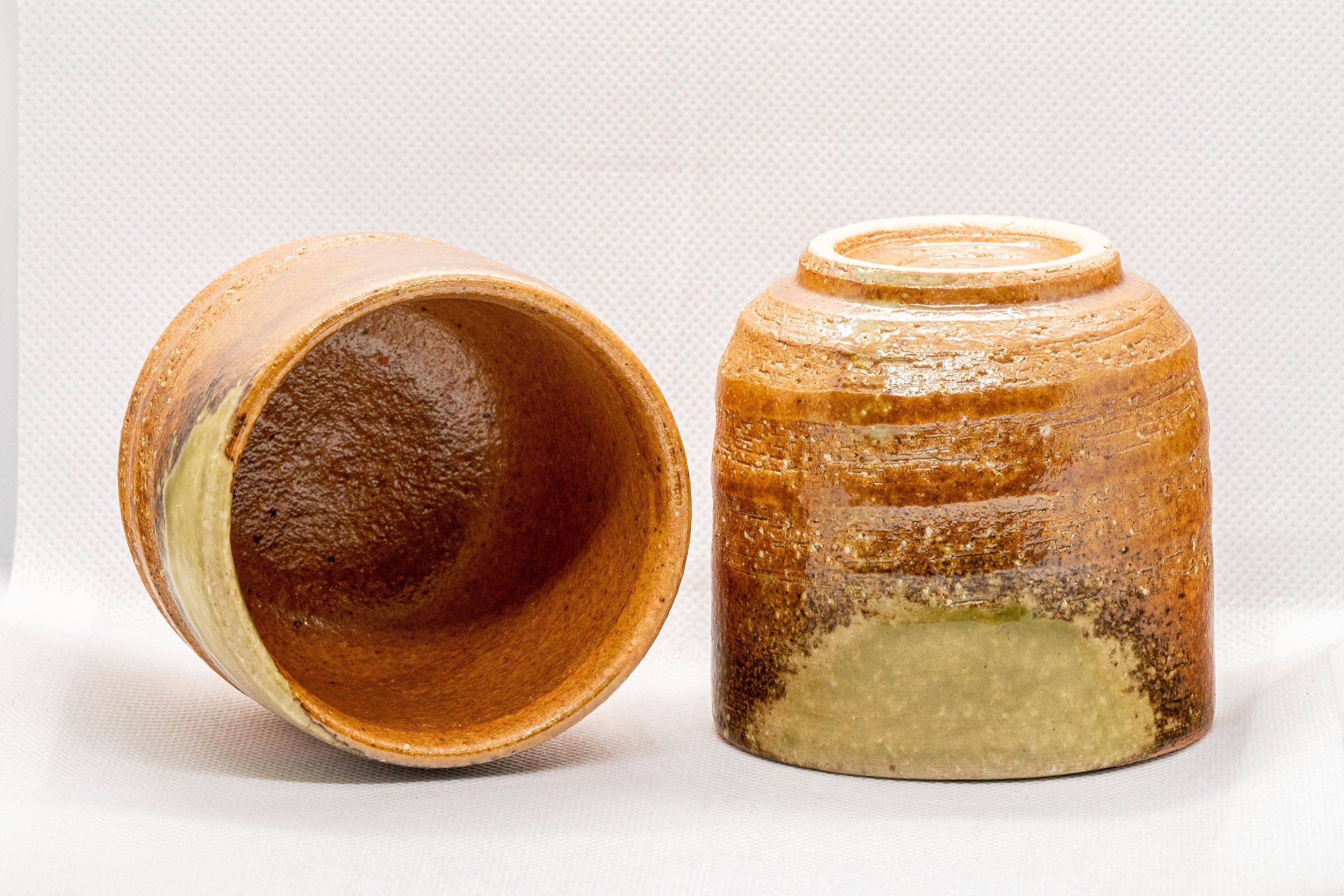 Japanese Teacups - Pair of Shigaraki-yaki Stoneware Yunomi - 180ml