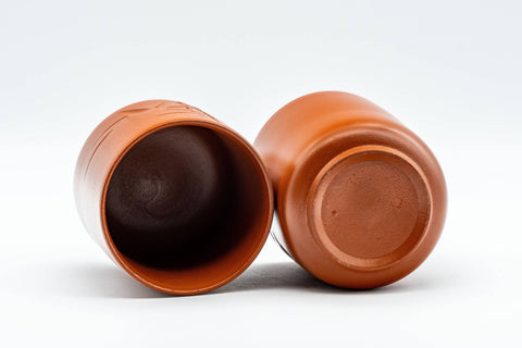 Japanese Teacup - Pair of Bamboo Tokoname-yaki Yunomi - 140ml