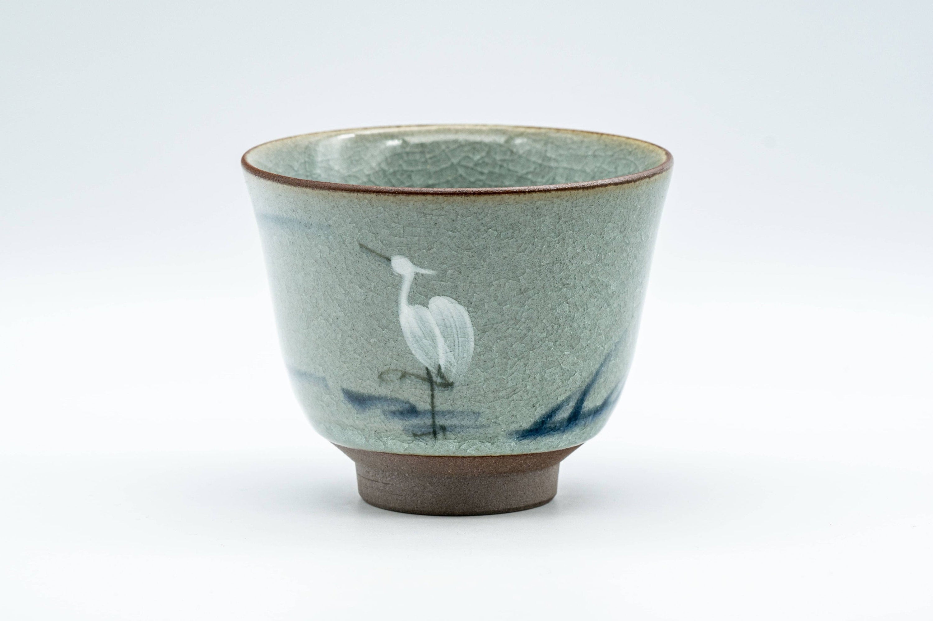 Japanese Teacup - Egret Snowflake Celadon Glazed Yunomi - 140ml