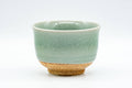 Japanese Teacup - Snowflake Celadon Glazed Yunomi - 140ml - front view of the pale green celadon cup with unglazed foot