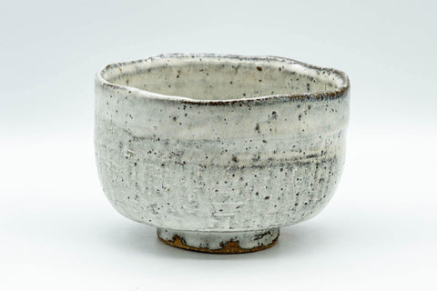Tezumi — Japanese Matcha Bowl - Wabi-Sabi White Glazed Chawan - 400ml — front view from another angle