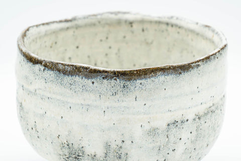 Tezumi — Japanese Matcha Bowl - Wabi-Sabi White Glazed Chawan - 400ml — tipped to show the interior