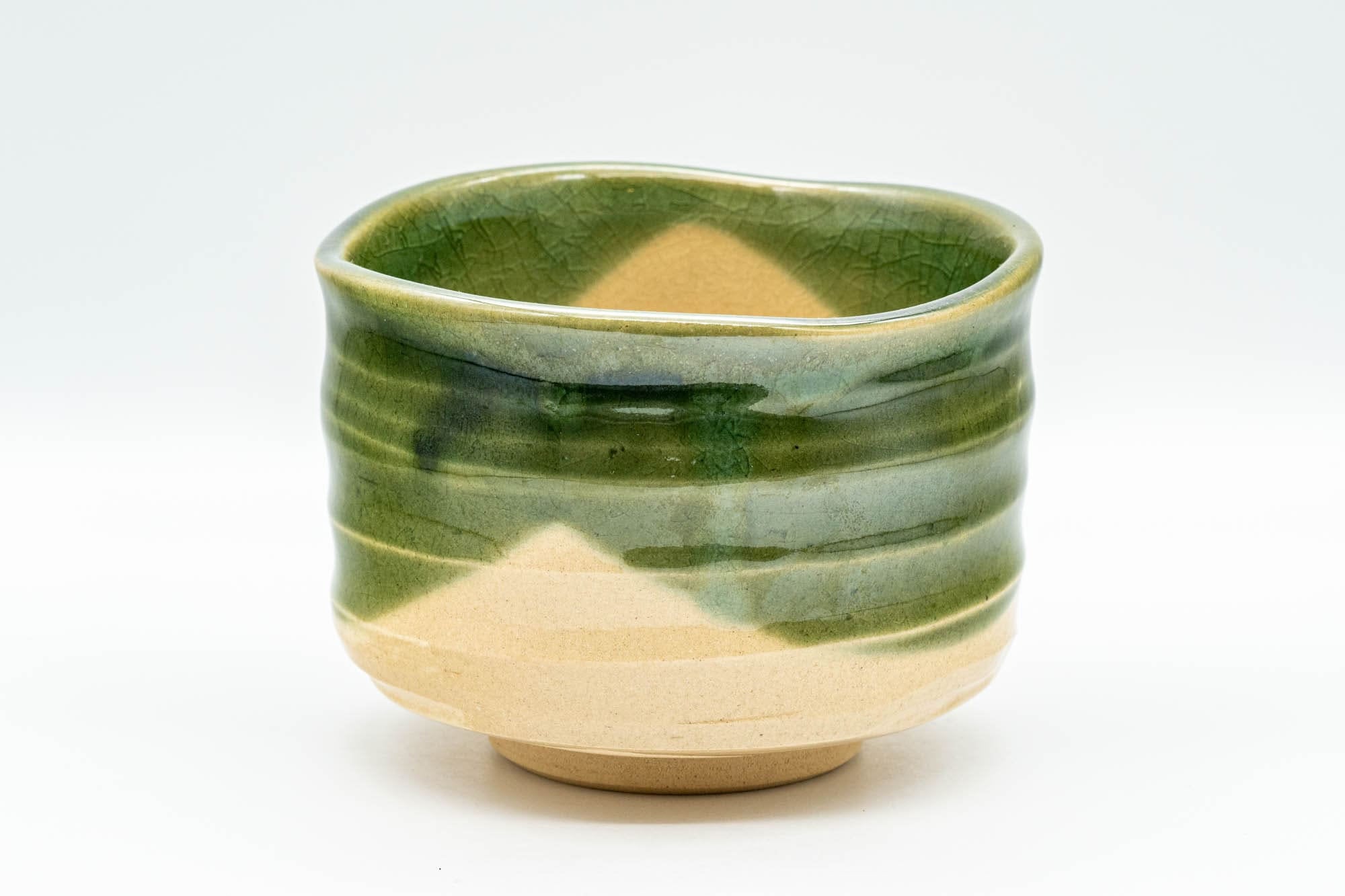 Japanese Matcha Set - Oribe-yaki Chawan with Bamboo Chasen Whisk and Chashaku Scoop - 450ml