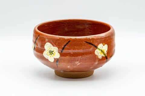 Japanese Matcha Bowl - Red Ume Hantsutsu-gata Chawan - 300ml - side view of the bowl
