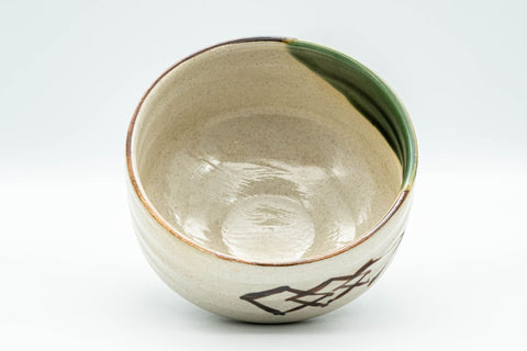 Japanese Matcha Set - 織部焼 Waisted Oribe-yaki chawan with Bamboo Chasen Whisk and Chashaku Scoop - 400ml