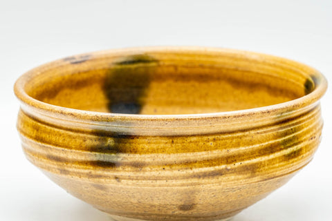 Japanese Matcha Bowl - Ki-Seto Uniquely Shaped Chawan - 300ml - three-quarter view showing the interior and flared rim