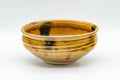 Japanese Matcha Bowl - Ki-Seto Uniquely Shaped Chawan - 300ml - side view of the yellow Ki-Seto glazed matcha bowl