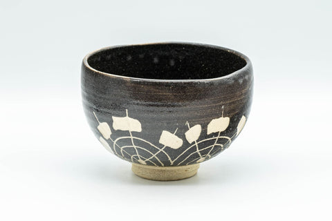 Japanese Matcha Bowl - Black and White Wan-nari Chawan - 300ml