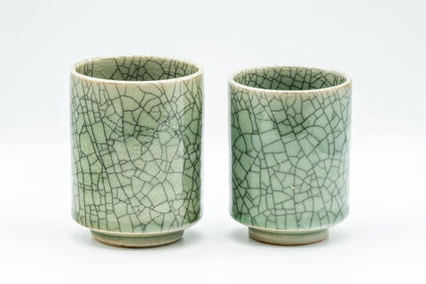 Japanese Teacups - Pair of Meoto Obori Soma-yaki Yunomi