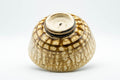Tezumi — Japanese Matcha Bowl - Yellow and Brown Drip-Glazed Chawan - 350ml — top-down view of the interior