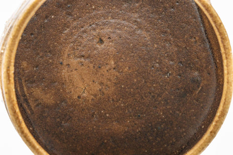Tezumi — Japanese Matcha Bowl - Brown Hantsutsu-gata Chawan - 500ml — tipped to show the interior