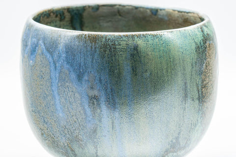 Japanese Matcha Bowl - Blue Drip-Glazed Tsutsu-gata Chawan - 600ml - Tezumi