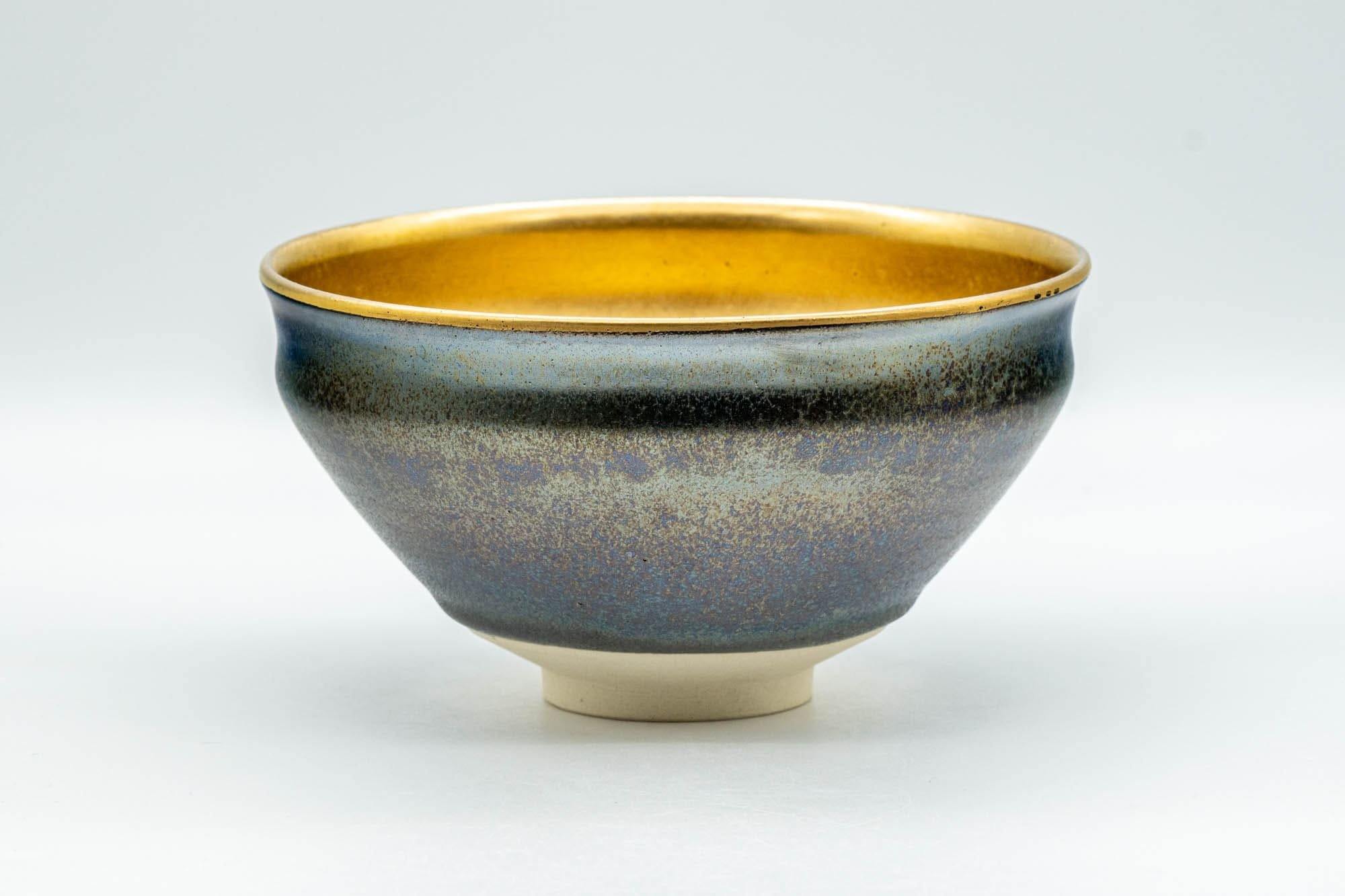 Japanese Matcha Bowl - 三代 北本博 Hiroshi Kitamoto III Tenmoku Glazed Gold Kyo-yaki Chawan - 300ml - Tezumi