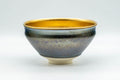 Tezumi — Japanese Matcha Bowl - 三代 北本博 Hiroshi Kitamoto III Tenmoku Glazed Gold Kyo-yaki Chawan - 300ml — front view from another angle