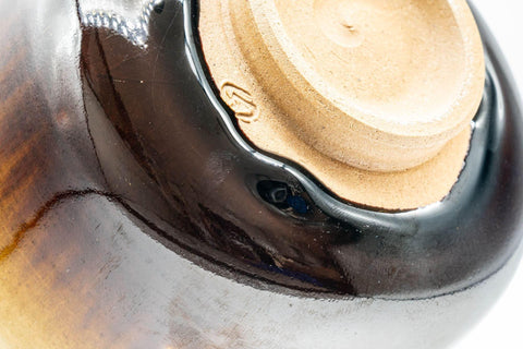 Japanese Matcha Bowl - Orange and Brown Drip-Glazed Chawan - 500ml - Tezumi