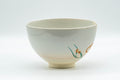 Japanese Matcha Bowl - Floral Kyo-yaki Chawan - 400ml - side view of the subtle beige glaze
