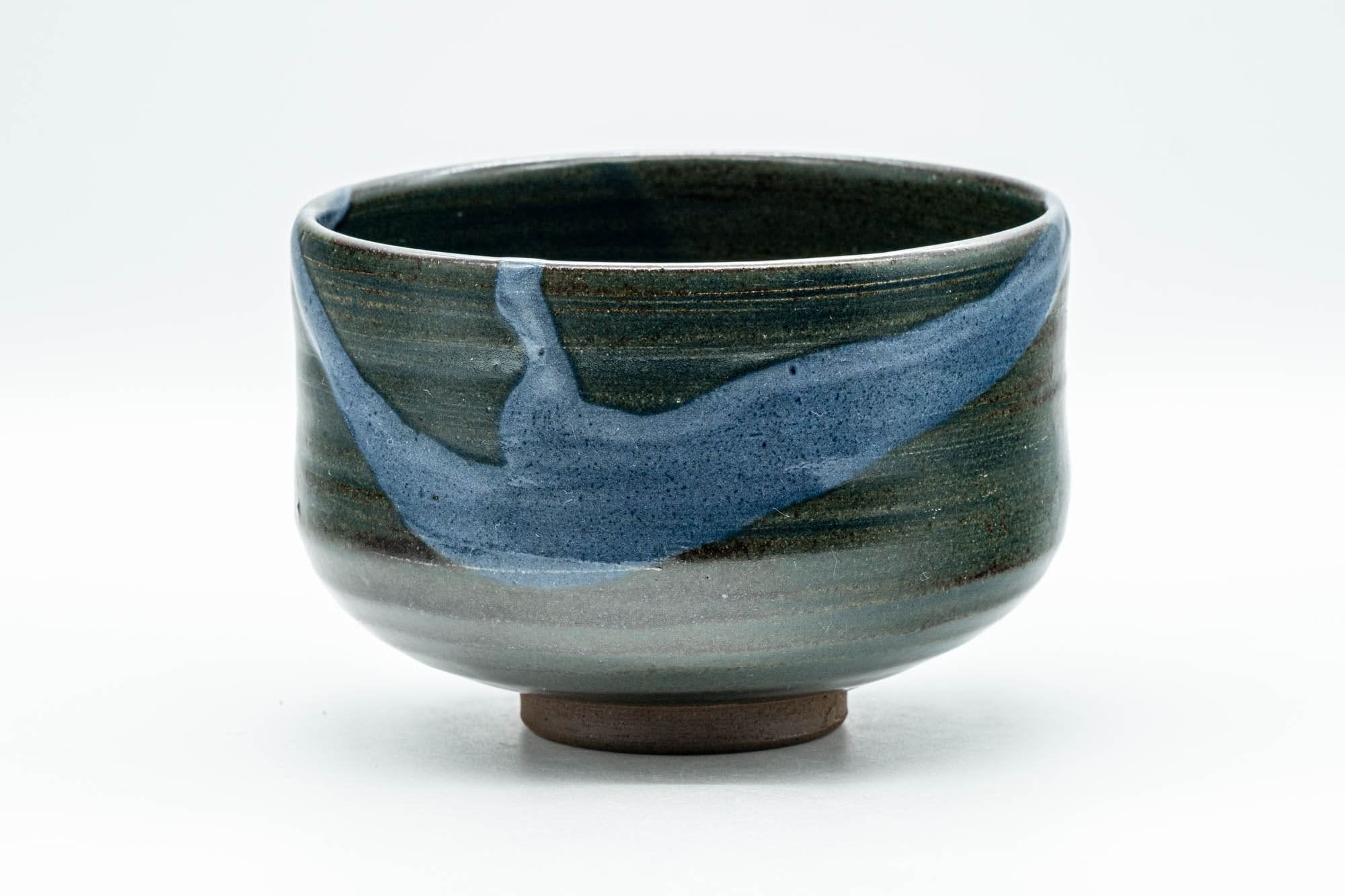 Japanese Matcha Bowl - Teal Blue Glazed Hantsutsu-gata Chawan - 450ml