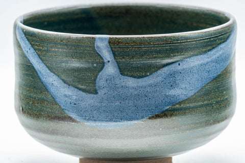 Japanese Matcha Bowl - Teal Blue Glazed Hantsutsu-gata Chawan - 450ml