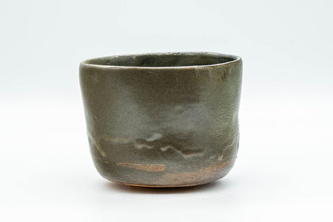 Tezumi — Japanese Matcha Bowl - Green Drip-Glazed Wabi-Sabi Winter Chawan - 300ml — three-quarter view