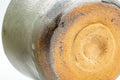 Tezumi — Japanese Matcha Bowl - Green Drip-Glazed Wabi-Sabi Winter Chawan - 300ml — closeup of the foot